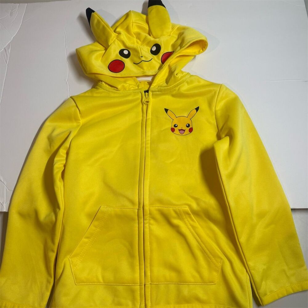 Pokemon Pikachu Kids Yellow Zip Up Hoodie Jacket One Size